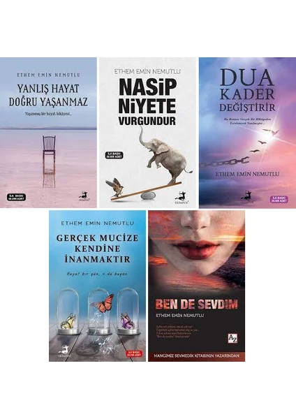 Yanlış Hayat Doğru Yaşanmaz - Nasip Niyete Vurgundur - Dua Kader Değiştirir - Gerçek Mucize Kendine Inanmaktır - Ben De Sevdim - 5 Kitap - Ethem Emin Nemutlu