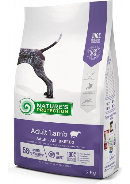 Nature's Protection Düşük Tahıllı %58 Hayvansal Proteinli Kuzulu Köpek Maması 12 kg