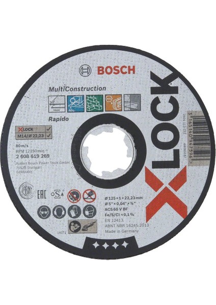 - X-Lock - 125*1,0 mm Çoklu Malzemelerde Kullanım Için Düz Kesme Diski (Taş) 2608619269