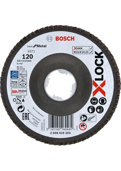 - X-Lock - 125 mm 120 Kum Best Serisi Metal Flap Disk 2608619204