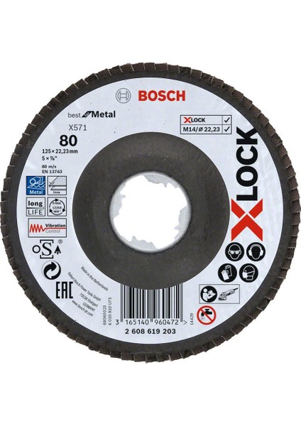 - X-Lock - 125 mm 80 Kum Best Serisi Metal Flap Disk 2608619203