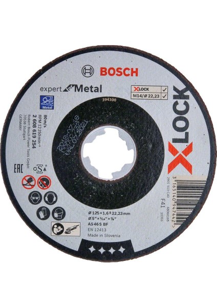 - X-Lock - 125*1,6 mm Expert Serisi Düz Metal Kesme Diski (Taş) 2608619254