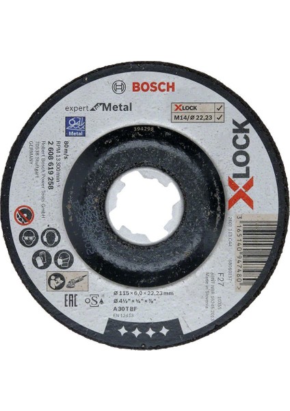 - X-Lock - 115*6,0 mm Expert Serisi Bombeli Metal Taşlama Diski (Taş) 2608619258
