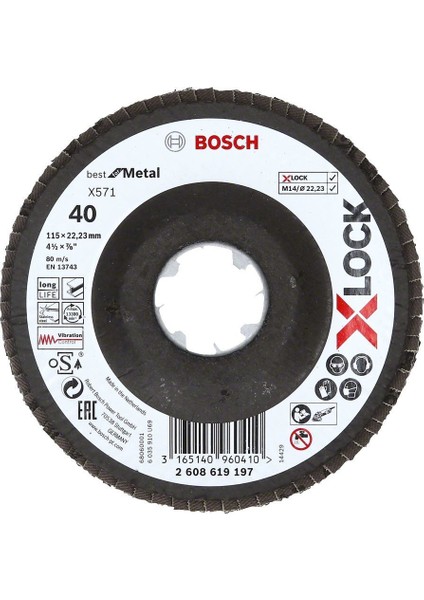 - X-Lock - 115 mm 40 Kum Best Serisi Metal Flap Disk 2608619197