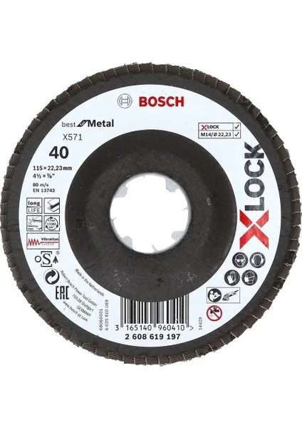 - X-Lock - 115 mm 40 Kum Best Serisi Metal Flap Disk  2608619197