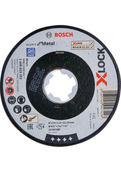 - X-Lock - 115*1,6 mm Expert Serisi Düz Metal Kesme Diski (Taş) 2608619252