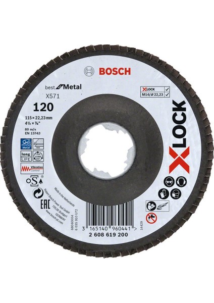 - X-Lock - 115 mm 120 Kum Best Serisi Metal Flap Disk 2608619200