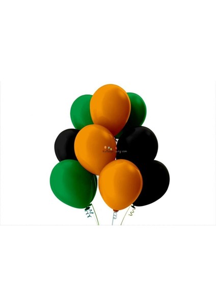 Açık Yeşil-Siyah-Turuncu Pastel Soft Balon 50 Adet + 5 mt Balon Zinciri
