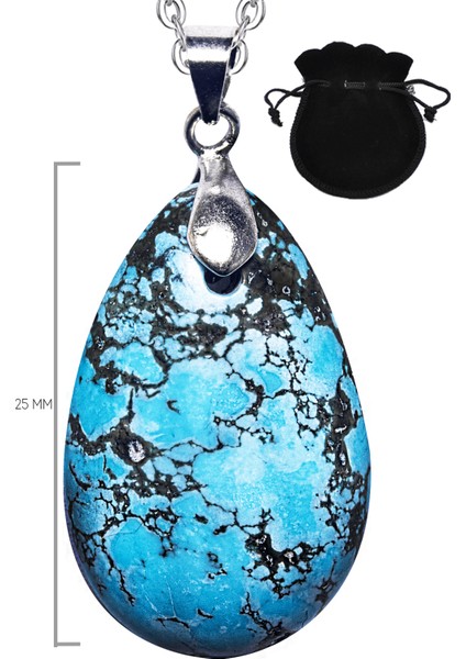 Oval Kesim Turkuaz Firuze Taşı Kolye