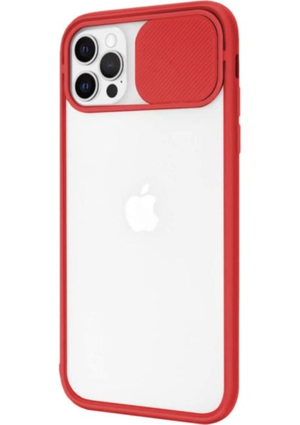 Iphone 11 Uyumlu Sürgülü Kamera Korumalı Darbe Önleyici Şeffaf Mat Silikon Telefon Kılıfı Lacivert Kırmızı