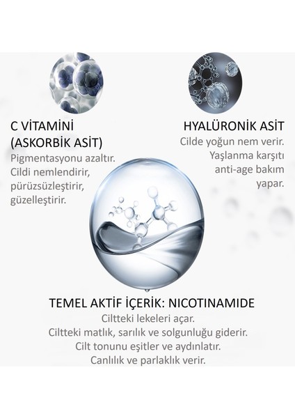 Leke ve Çil Karşıtı Beyaz ve Aydınlık Görünüm Konsantre Niacinamide Kremi 50 gr