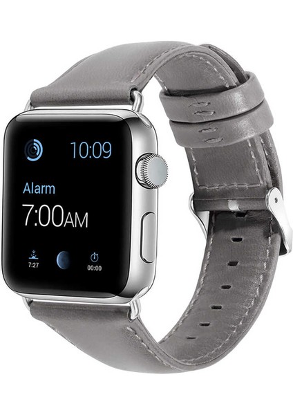 Apple Watch Uyumlu 38-40MM KRD10 Deri Kordon Gri̇