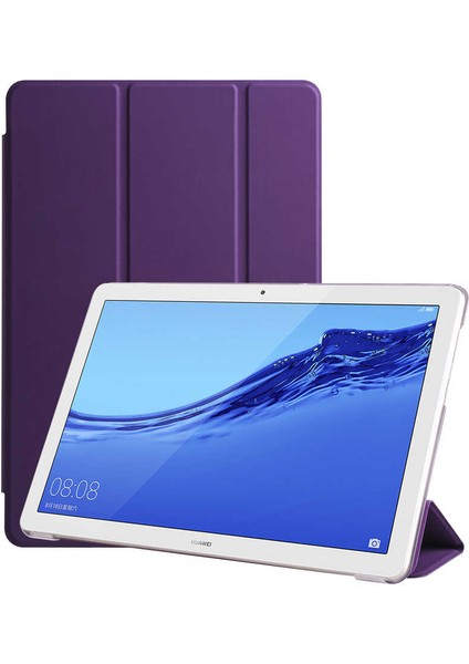 Huawei T5 10 Inc Uyumlu Arka ve Ön Kılıf Katlanır Stand Özelliği Smart Case