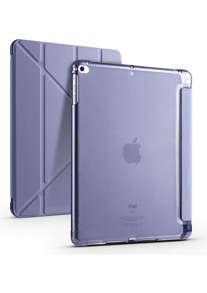 Apple iPad 9.7 2018 Uyumlu Arka ve Ön Kılıf Canpay-Pen Standlı ve Kalem Bölmeli