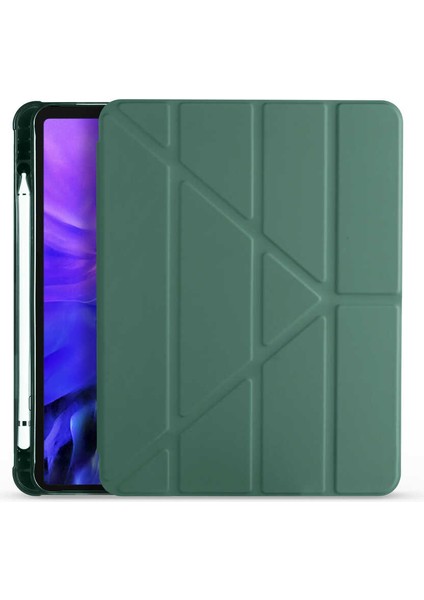 Apple iPad Air 10.9 2020 Uyumlu Arka ve Ön Kılıf Canpay-Pen Standlı ve Kalem Bölmeli