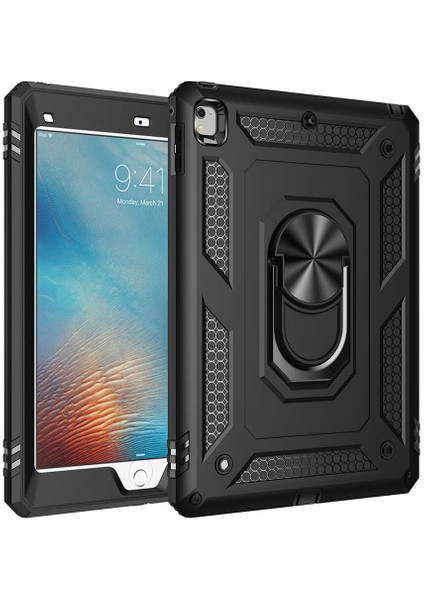 Apple Ipad 6.nesil 9.7" Kılıf Metal Yüzüklü Standlı Military Ring Serisi Tablet Kılıfı
