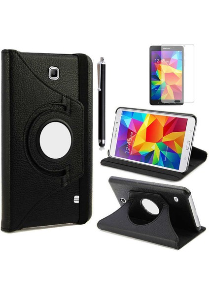 Samsung Galaxy Tab 4 7.0 T230 Uyumlu 360 Derece Dönen Standlı Pu-Deri New Case+Kalem+Ekran