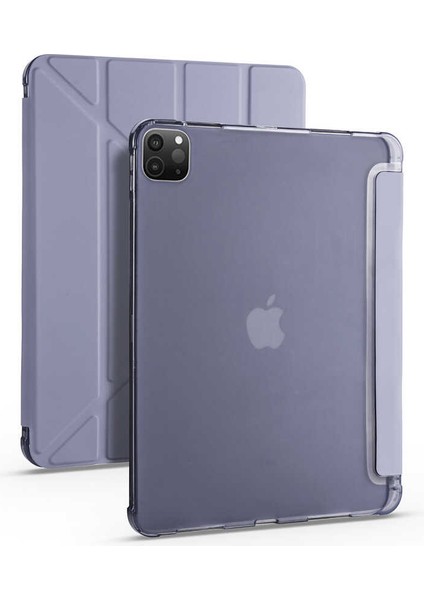 Apple iPad Pro 12.9 2020 Uyumlu Arka ve Ön Kılıf Canpay-Pen Standlı ve Kalem Bölmeli
