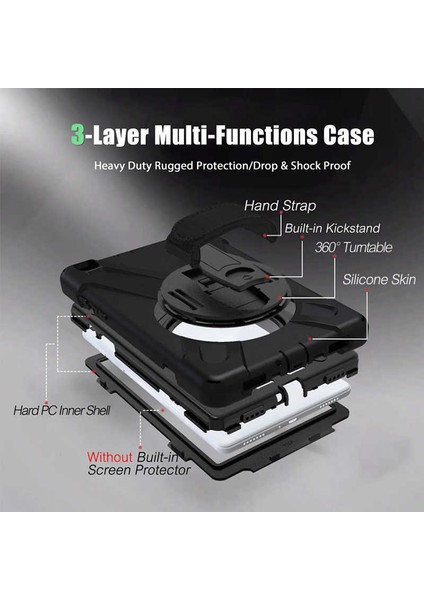 Samsung Galaxy T720 Tab S5E Uyumlu Tablet Kılıf Hard Proctive Omuz Askılı Ultra Koruma modelleri