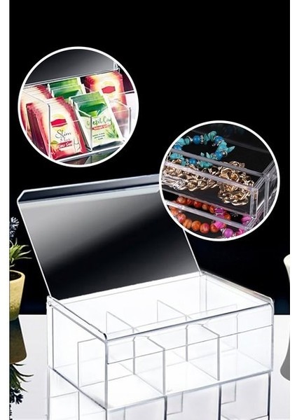 Box Up Şeffaf Kapaklı 6 Bölmeli Çay Kutusu