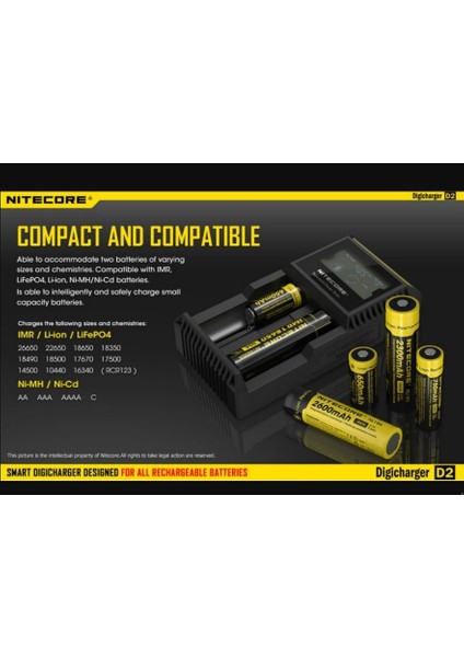 Nitecore D2 Pil Şarj Cihazı