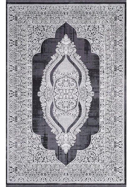 Carina 5909B Antrasit Siyah Klasik Desen Makine Halısı