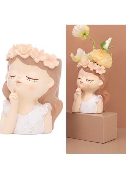 Kız Vazo Heykel Kapalı Bitki Pot Saksı 7.5X7.5X11CM (Yurt Dışından) modelleri