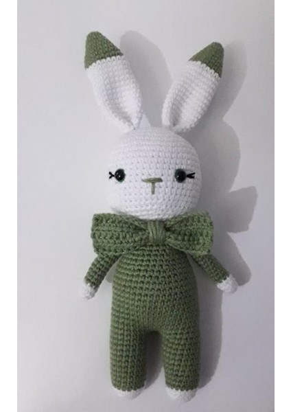 Haki Yeşili Miniş Tavşan Amigurumi Organik Oyuncak