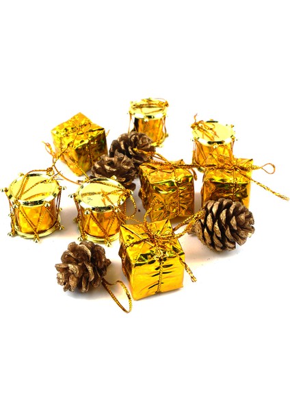 Yılbaşı Çam Ağacı Süs Seti Altın 12'li