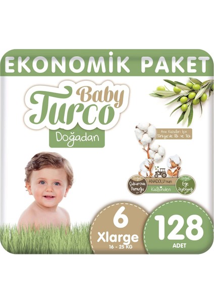 Doğadan Bebek Bezi Xlarge 6 Numara 32X4 128Adet.