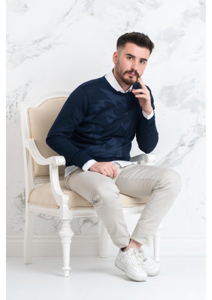 Slimfit Sıfır Yaka Ince Erkek Triko Kazak