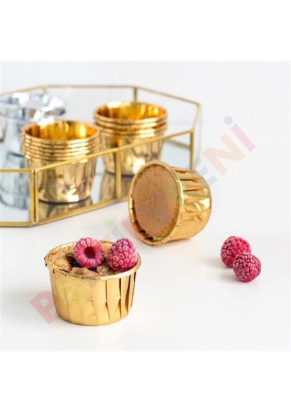 Gold Orta Boy Pet Cup Cake Kapsülü 50'li