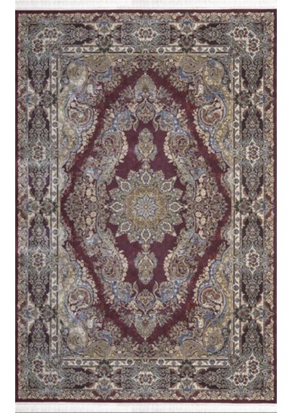 sı Silk 5156B Kemik Bordo Klasik Desen Makine Halısı