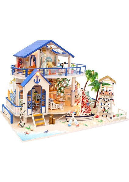 Dollhouse Minyatür Dıy Ahşap Dollhouse Kiti, LED Işık (Yurt Dışından)