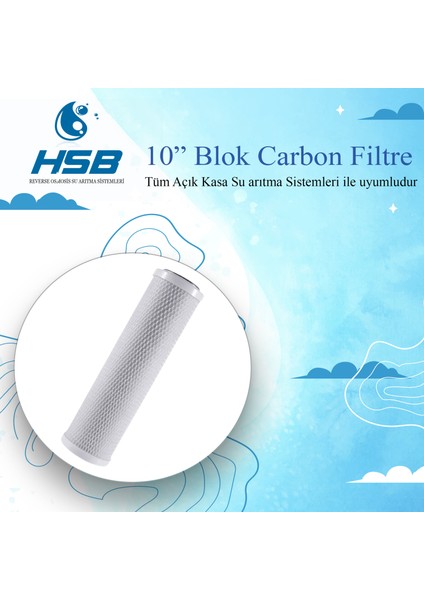 Su Arıtma Cihazı Blok Karbon Filtre Cto Karbon Filtre 10''