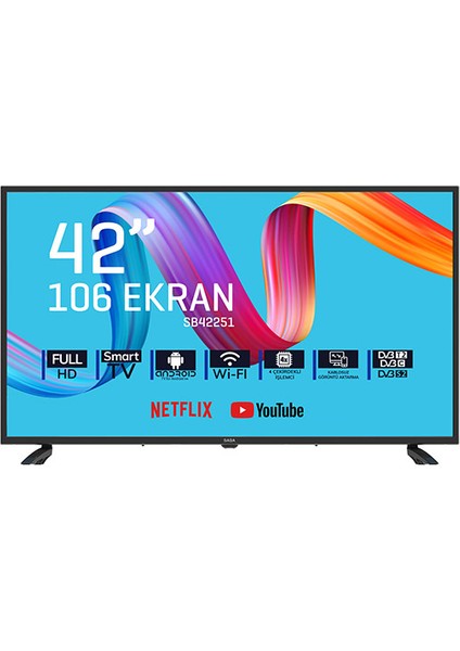 SB42251 42" 106 Ekran Dahili Uydu Alıcılı Full HD Smart LED TV