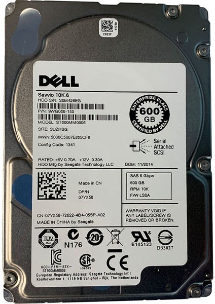 Poweredge Powervault 7YX58 600GB 10K 2.5" Sas Server Sunucu Disk