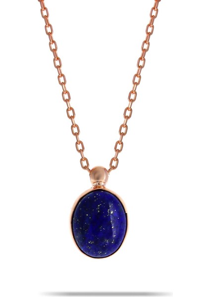 Lapis Lazuli Taşlı Rose Gümüş Kolye