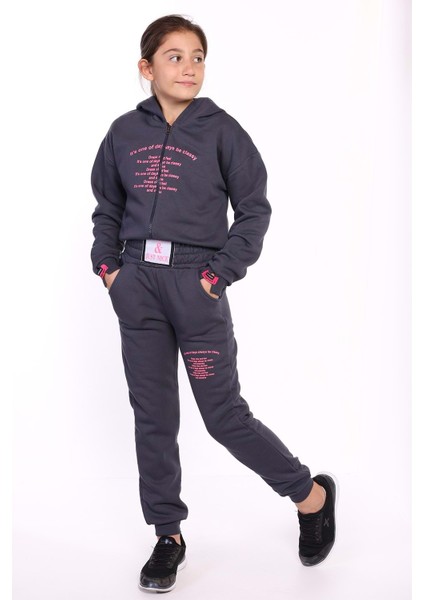 Toontoy Kız Çocuk Baskılı Içi Pamuklu Eşofman Takımı