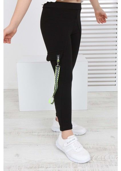 Toontoy Kız Çocuk Tek Yanı Cepli Tayt