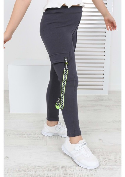 Toontoy Kız Çocuk Tek Yanı Cepli Tayt