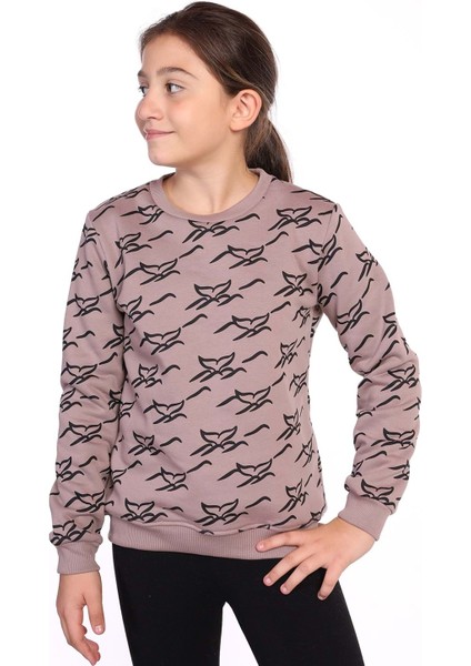Toontoy Kız Çocuk Komple Balık Kuyruğu Baskılı Sweatshirt