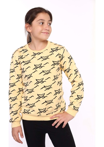 Toontoy Kız Çocuk Komple Balık Kuyruğu Baskılı Sweatshirt
