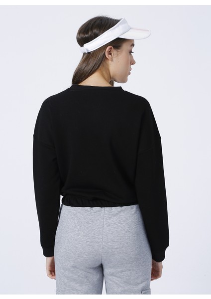 Bisiklet Yaka Siyah Kadın Sweatshirt - LARRY fırsatları