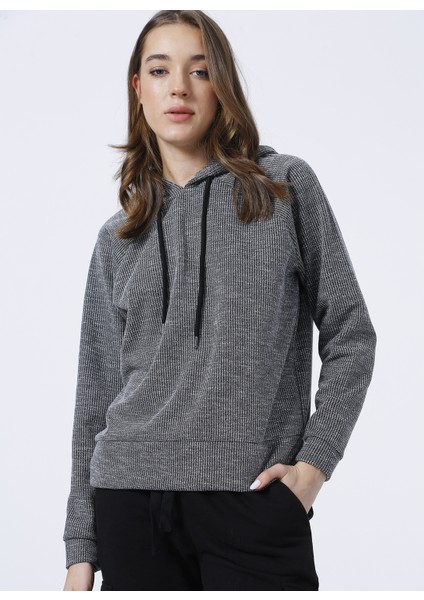 CM-NS179 Kapüşonlu Siyah Kadın Sweatshirt