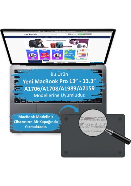 Macbook Pro Kılıfı 13 inç Mat (2016-2019 yılı Cihazı) A1706 A1708 A1989 A2159 ile Uyumlu fiyatları