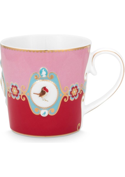 Love Birds Büyük Boy Mug, Kırmızı - Pembe 250 ml.