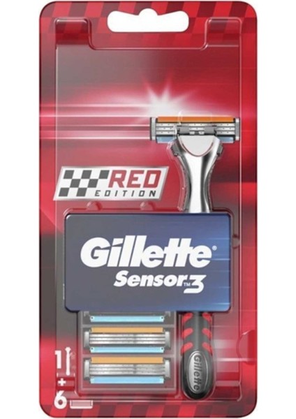Sensor3 Tıraş Makinesi Red Edition + 6 Yedek Tıraş Bıçağı