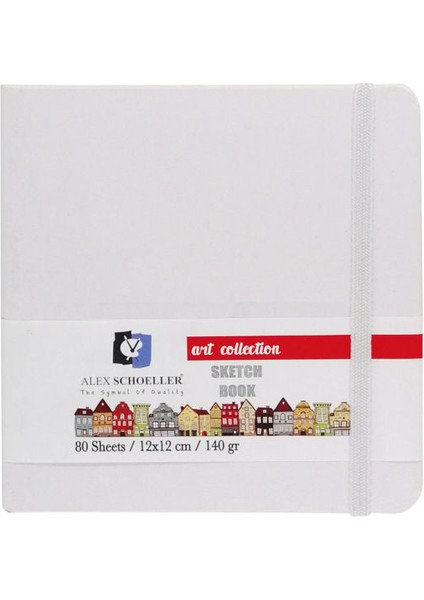 Art Collection Sketch Book Sert Kapak Eskiz Çizim Defteri 80 Yaprak 140 gr 12 x 12 cm Beyaz
