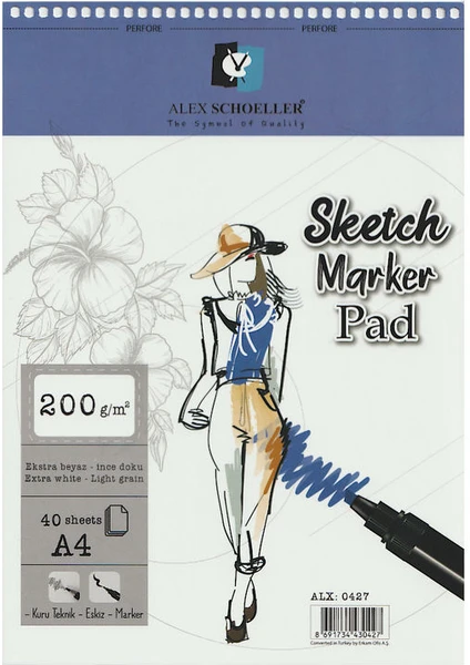 Alex Schoeller Spiralli Sketch Marker Defteri Pad 200 gr A4 40 Yaprak